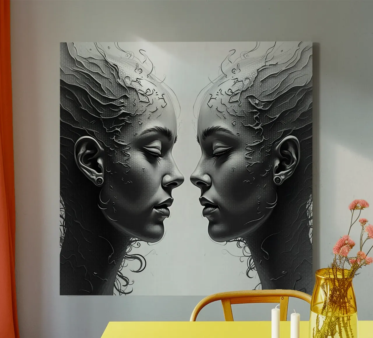 Mirror_image_grey_7 canvas by AI-Portraits by LK