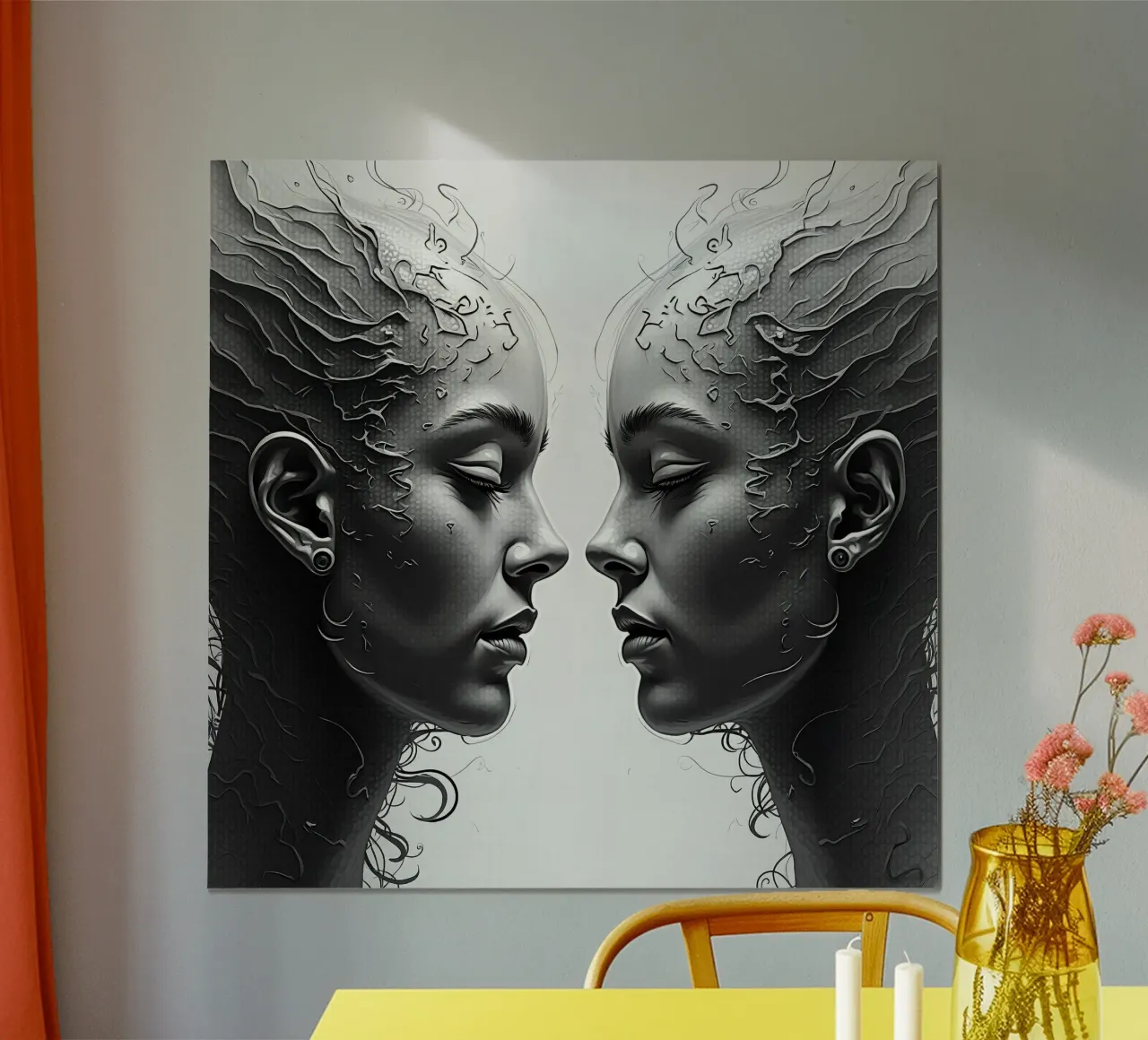 Immagine_specchio_grigio_7 poster con telaio in alluminio da AI-Portraits by LK