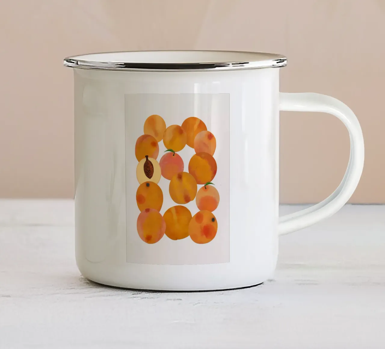 Perziken emaille mok van Asha Designs