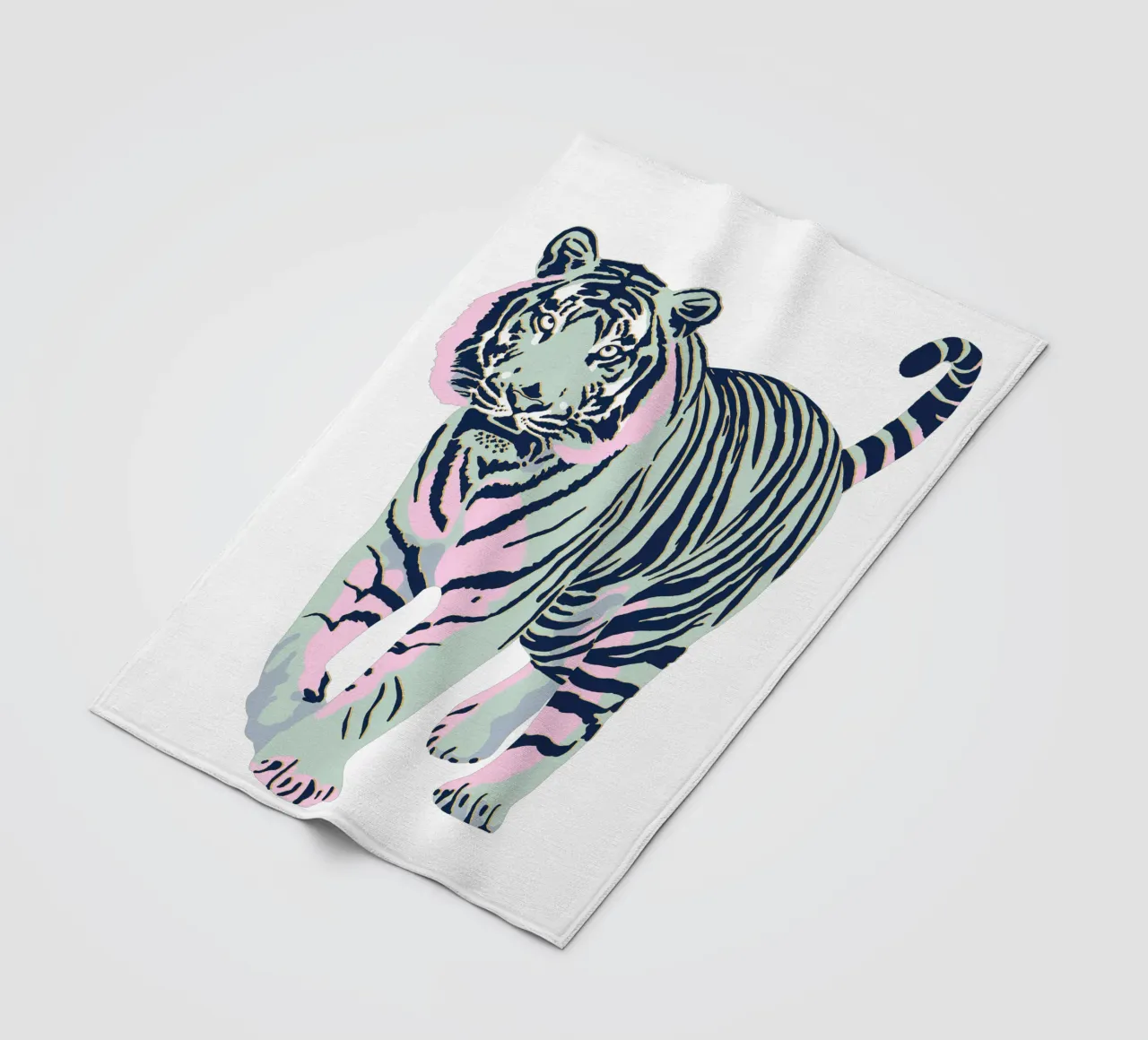 Stalking Tiger - Jade Green fleece blanket by Asha Designs