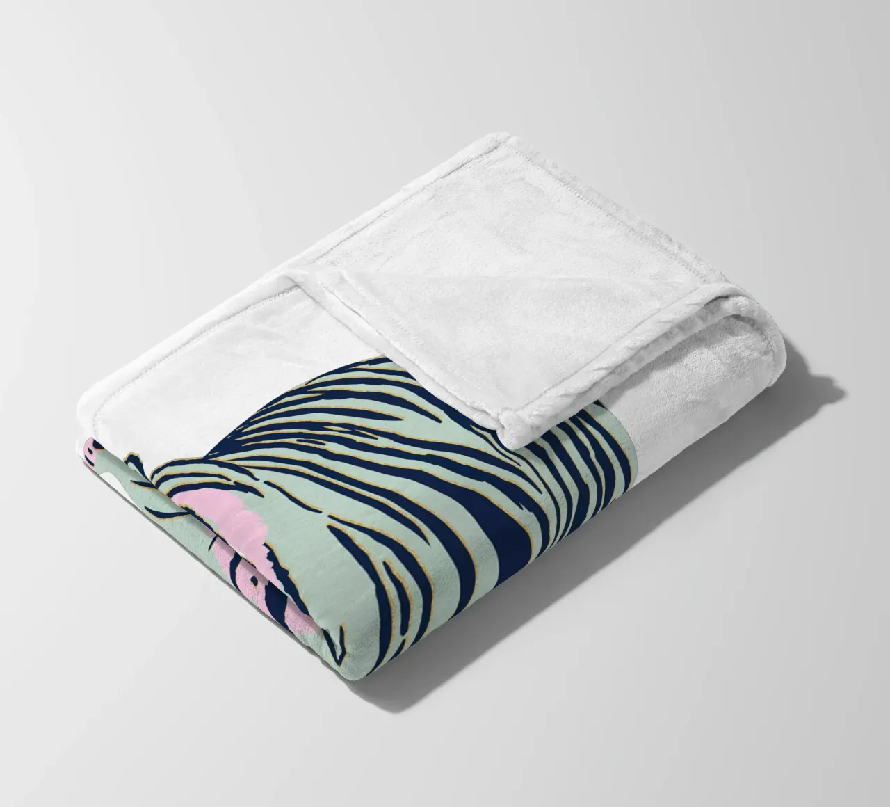 Stalking Tiger - Jade Green fleece blanket by Asha Designs