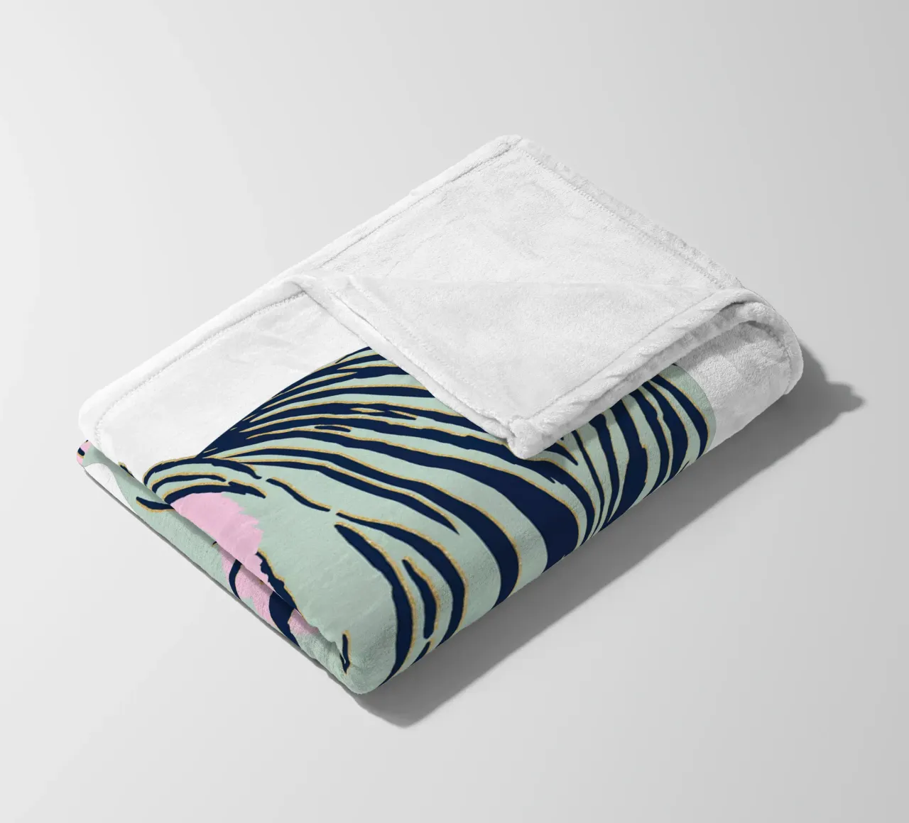 Stalking Tiger - Jade Green fleece blanket by Asha Designs