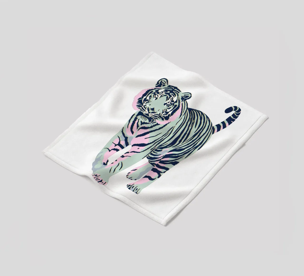 Stalking Tiger - Jade Green fleece blanket by Asha Designs