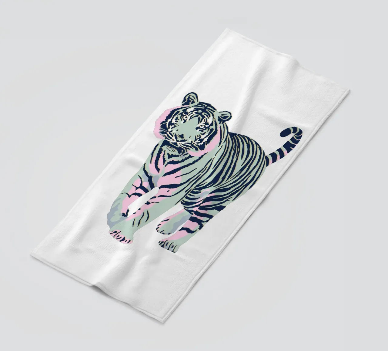 Stalking Tiger - Jade Green beach towel by Asha Designs