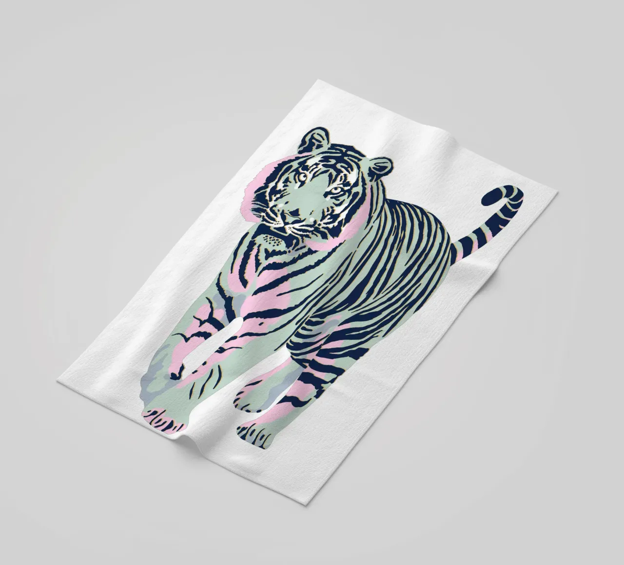 Stalking Tiger - Jade Green beach towel by Asha Designs