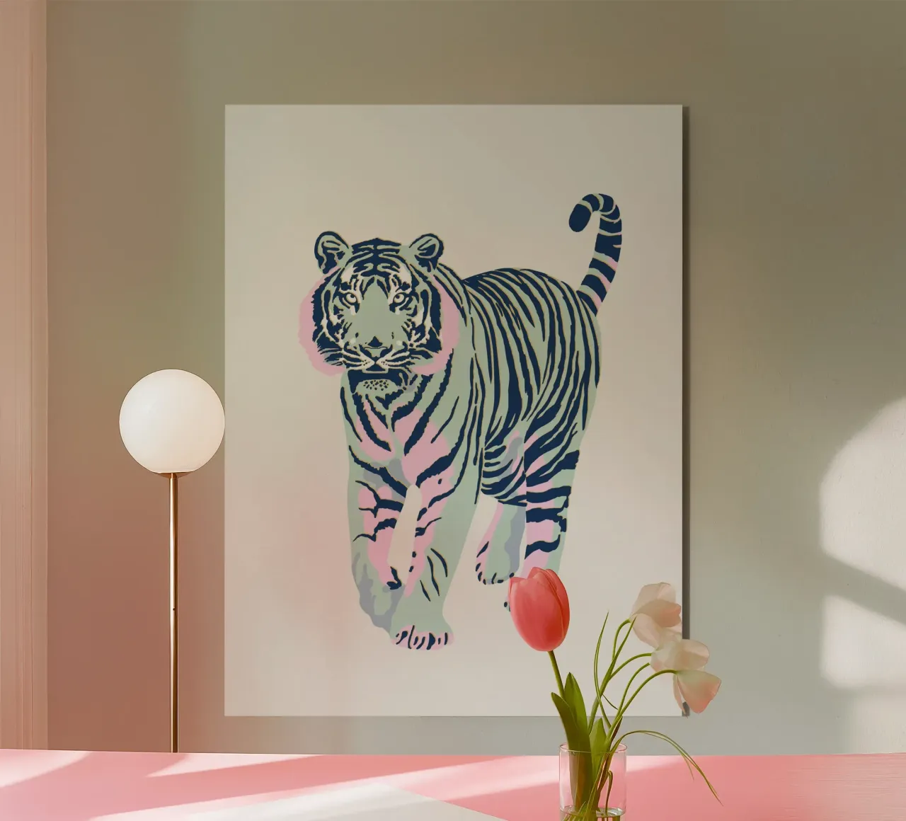 Tigre acechador - Verde jade aluminio dibond de Asha Designs
