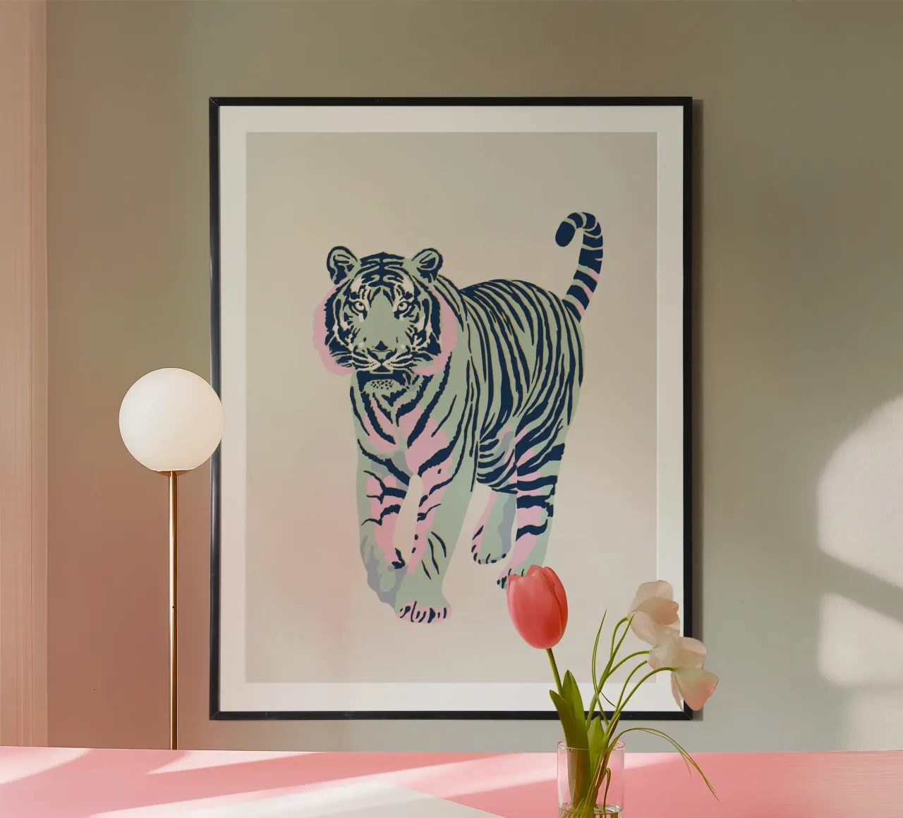 Tigre à l'affût - Vert jade hahnemühle de Asha Designs
