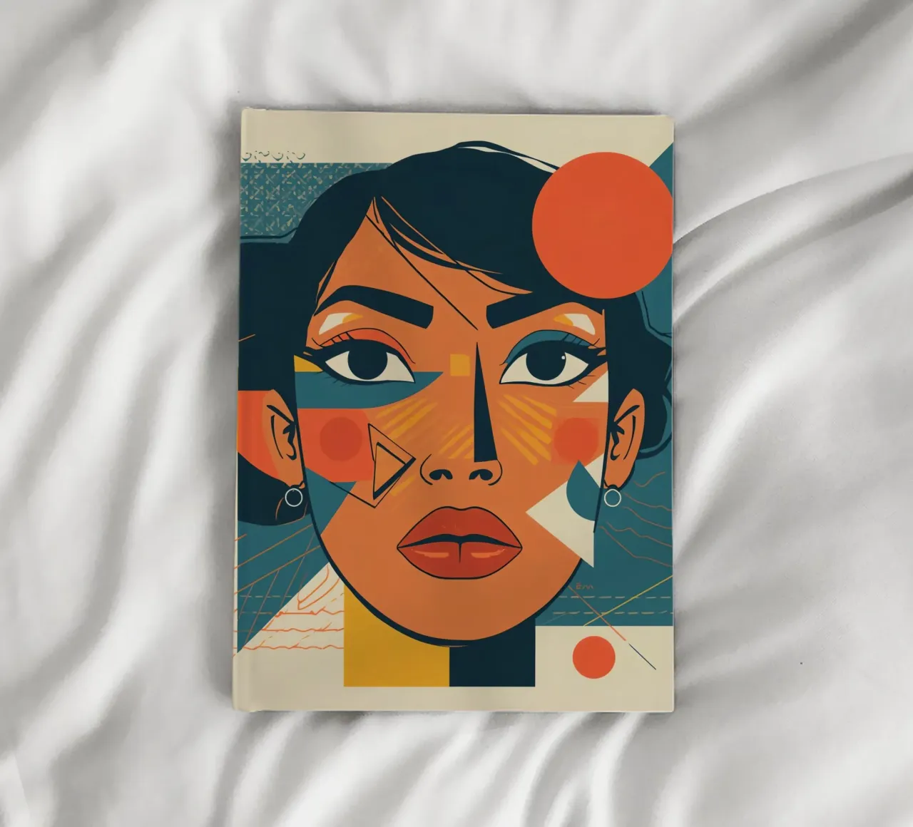Woman's Face Portrait with Abstract Geometric Shapes notebook by DesignDoodle