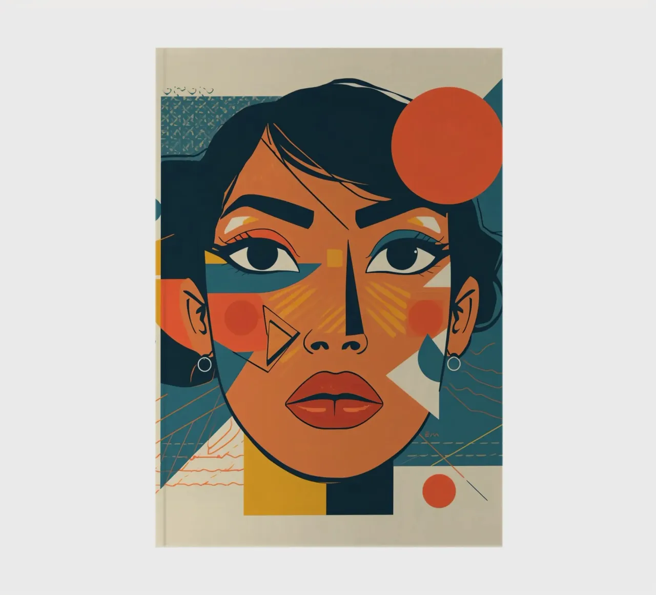 Woman's Face Portrait with Abstract Geometric Shapes notebook by DesignDoodle