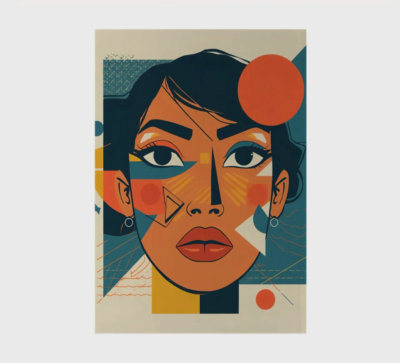Woman's Face Portrait with Abstract Geometric Shapes notebook by DesignDoodle