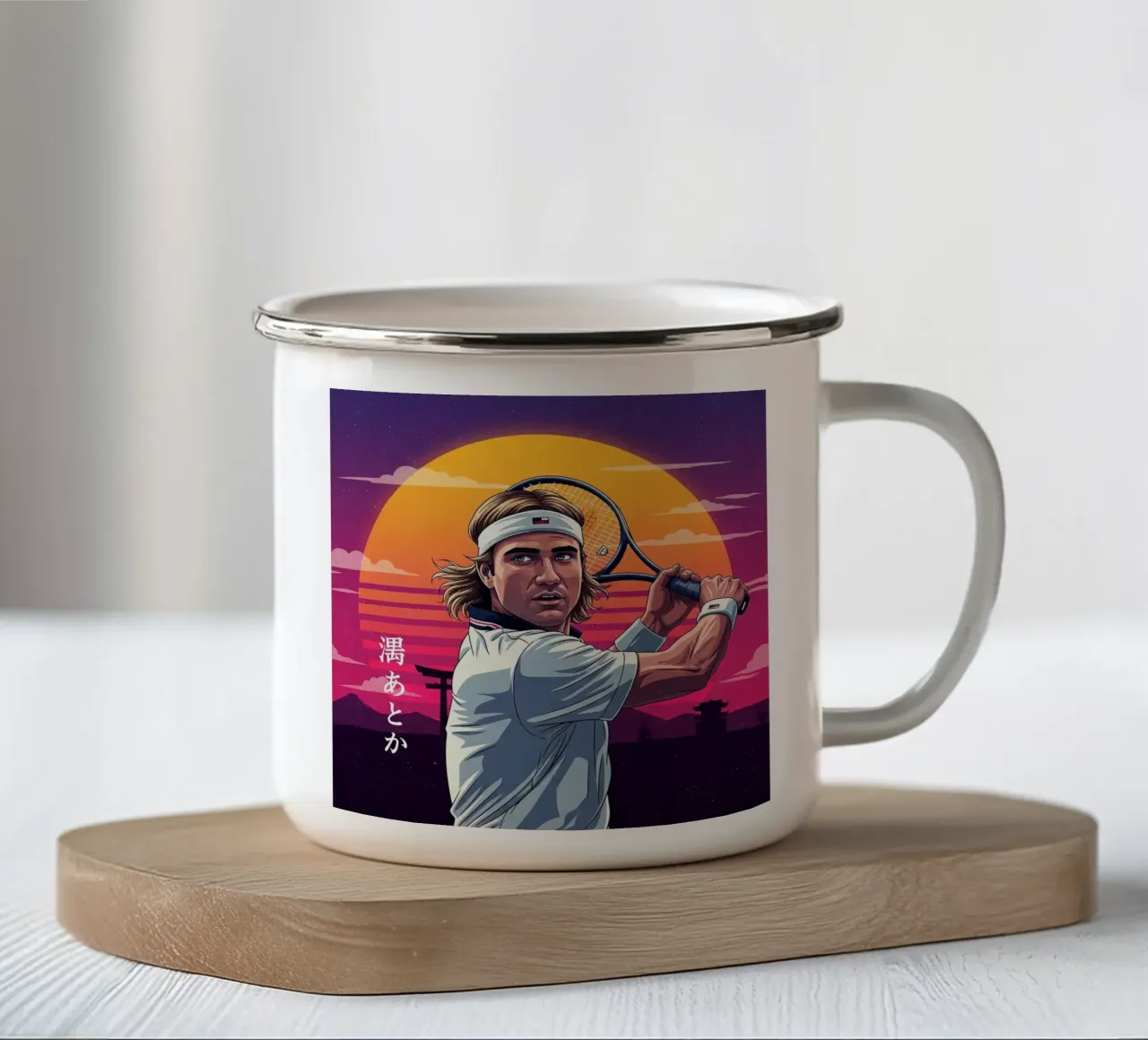 Andre Agassi - Arte retrò giapponese #1 tazza in smalto da Lembayung art