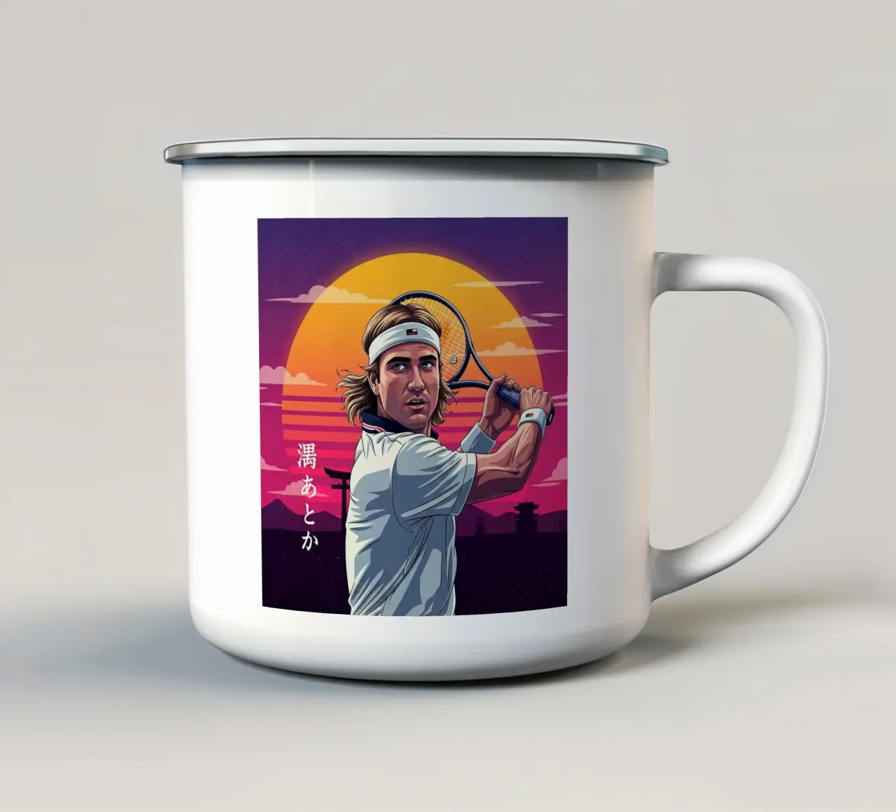 Andre Agassi - Arte retrò giapponese #1 tazza in smalto da Lembayung art