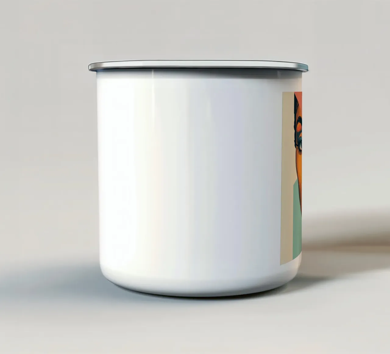 Woman's Face Portrait with Geometric Color Blocking enamel mug by DesignDoodle