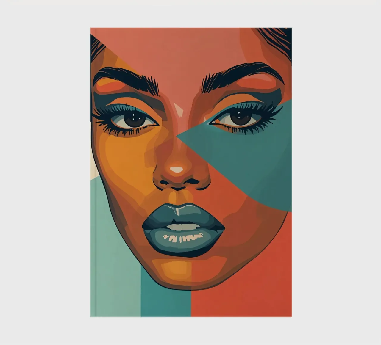 Woman's Face Portrait with Geometric Color Blocking notebook by DesignDoodle