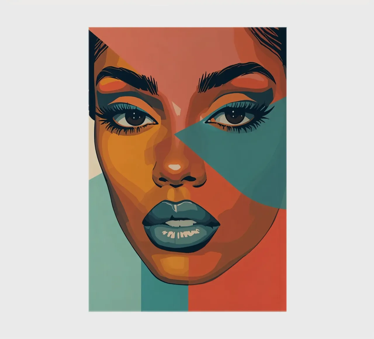 Woman's Face Portrait with Geometric Color Blocking notebook by DesignDoodle