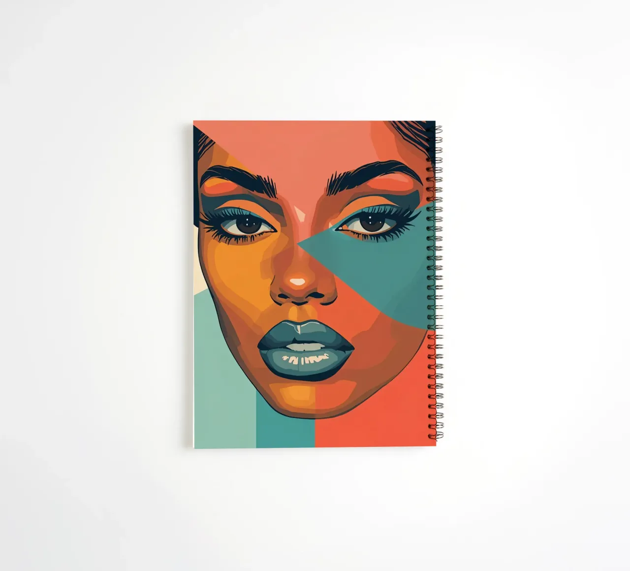 Woman's Face Portrait with Geometric Color Blocking spiral notebook by DesignDoodle
