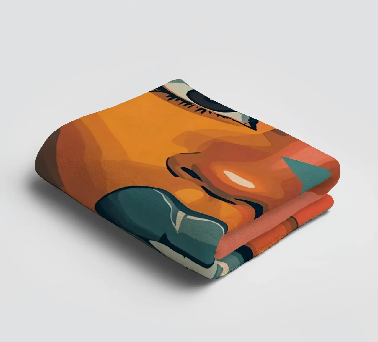 Woman's Face Portrait with Geometric Color Blocking towel by DesignDoodle