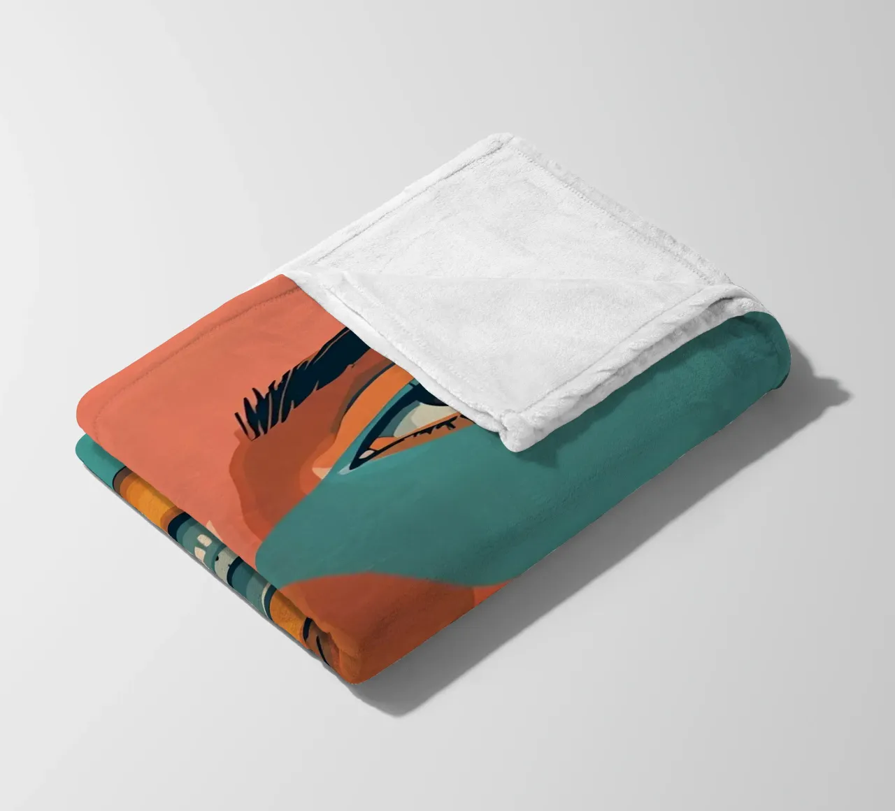 Woman's Face Portrait with Geometric Color Blocking fleece blanket by DesignDoodle