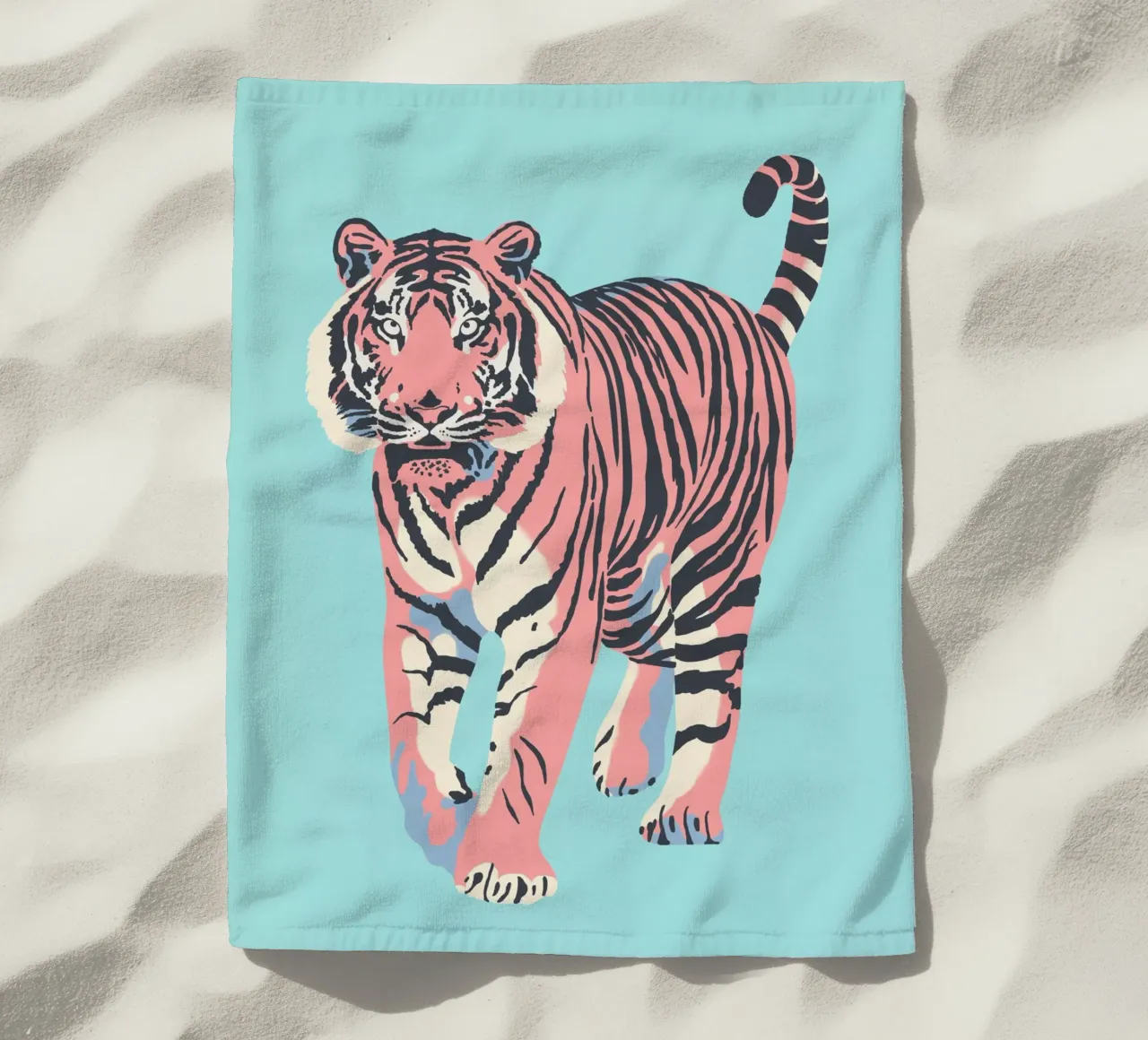 Stalking Tiger - Pastellfarben Strandtuch von Asha Designs