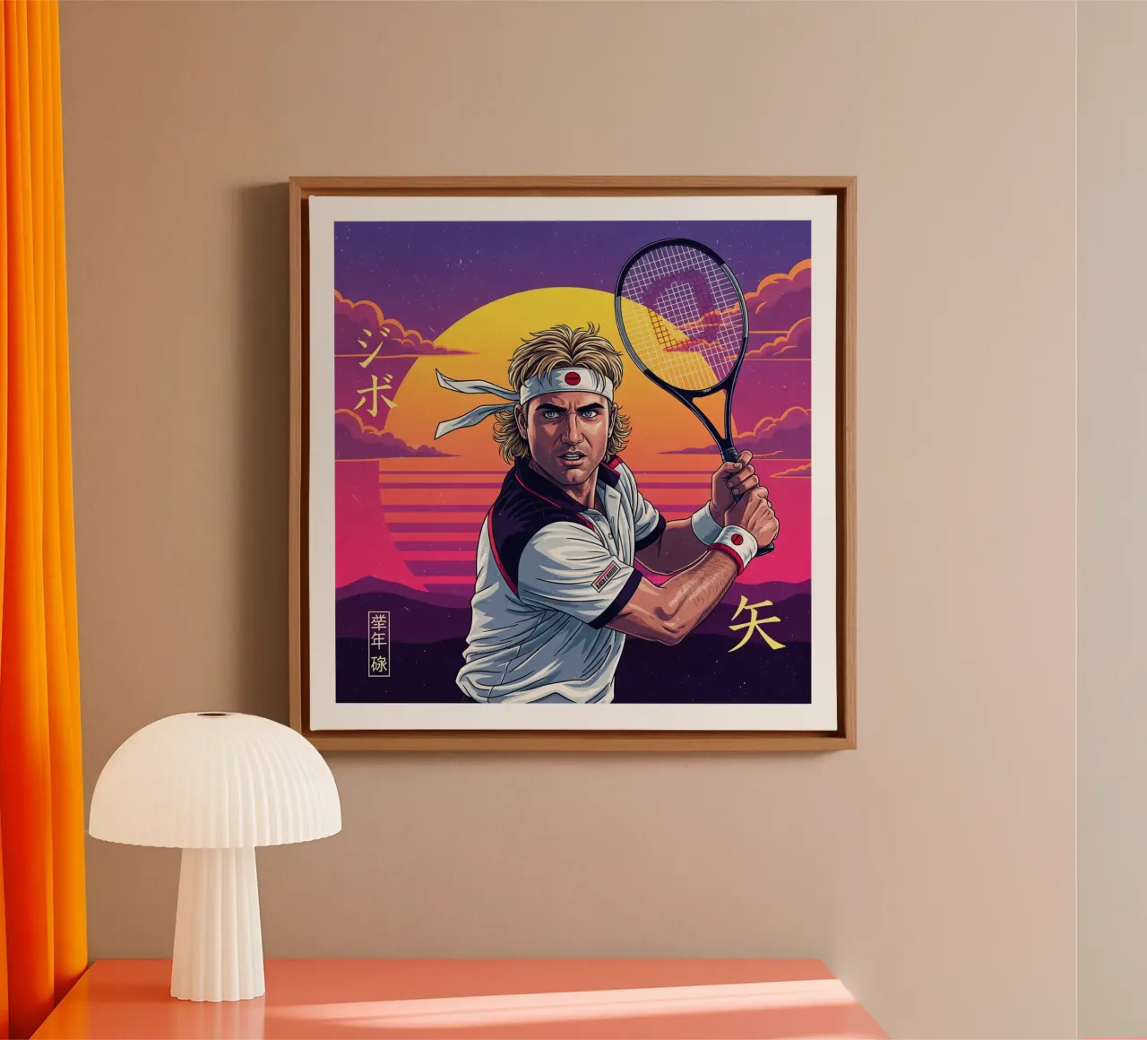 Andre Agassi - Retroarte giapponese #2 tela con Cornice a cassetta da Lembayung art