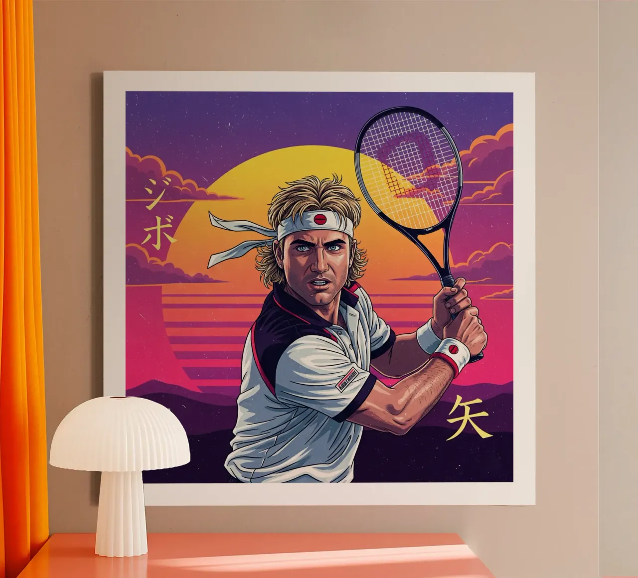 Andre Agassi - Retroarte giapponese #2 tela con Cornice a cassetta da Lembayung art
