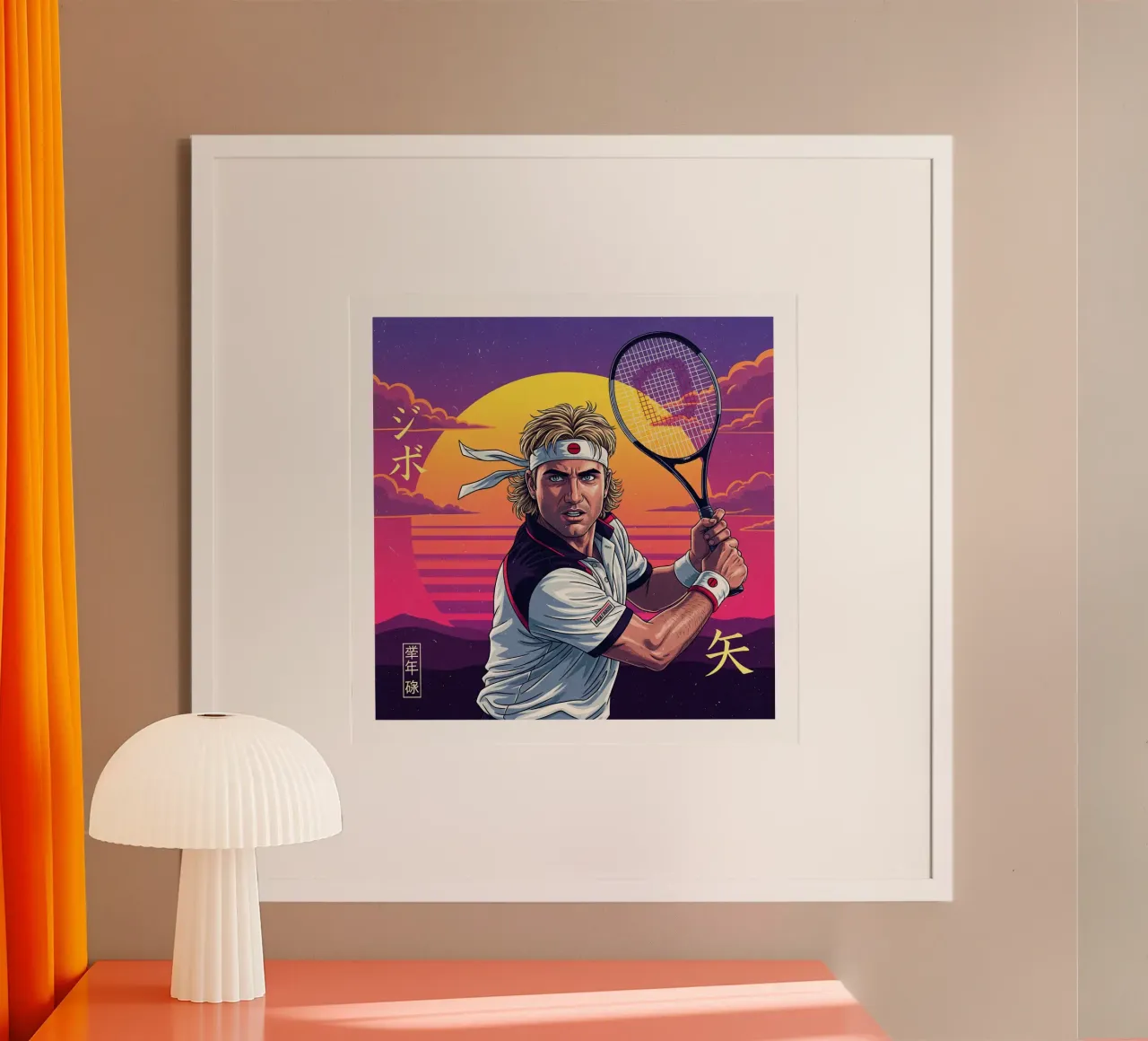 Andre Agassi - Retroarte giapponese #2 poster con telaio in plastica da Lembayung art