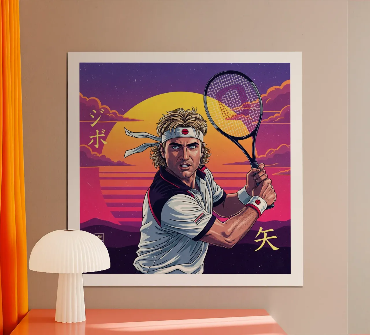 Andre Agassi - Retroarte giapponese #2 poster con telaio in plastica da Lembayung art
