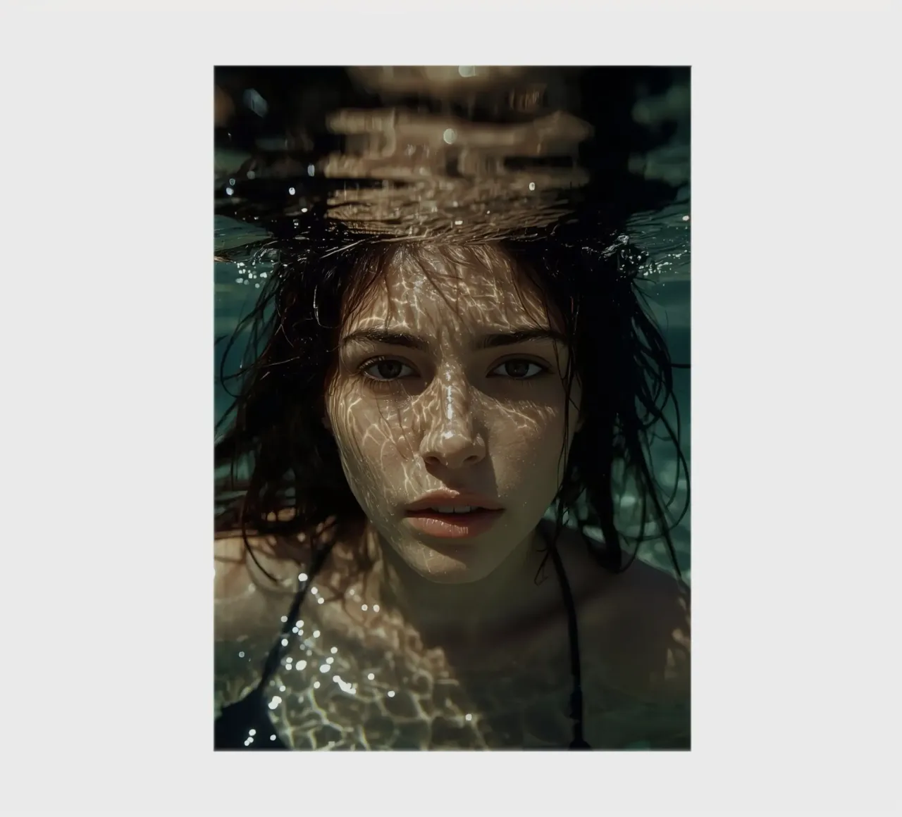 Woman's Face Underwater with Refracted Light Patterns notebook by DesignDoodle