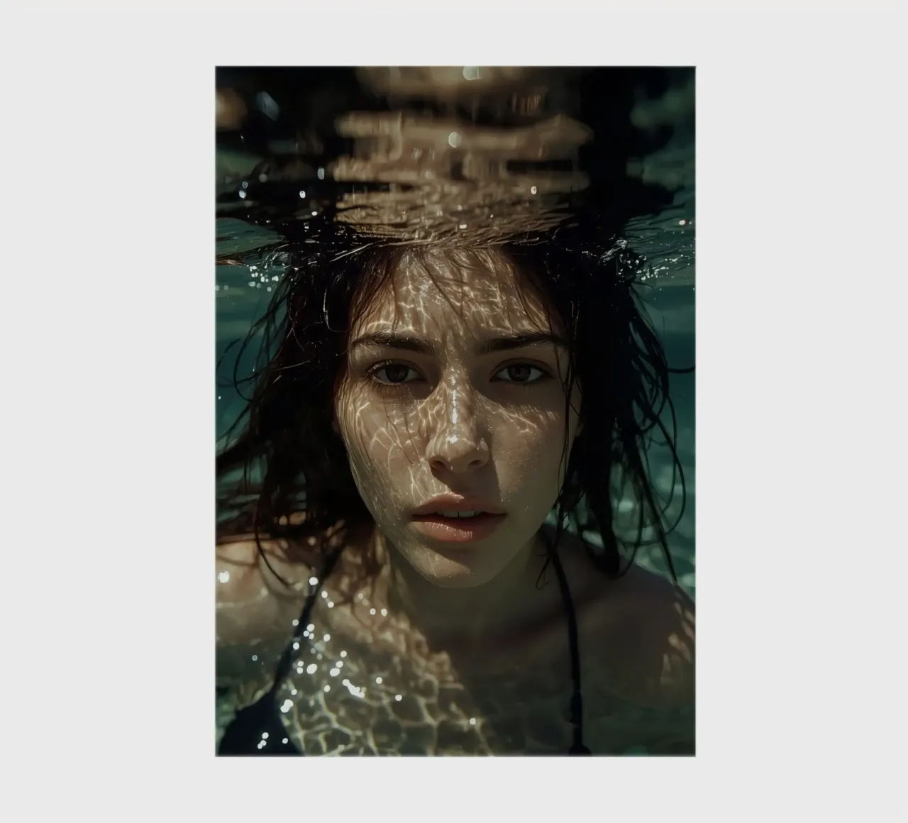 Woman's Face Underwater with Refracted Light Patterns notebook by DesignDoodle