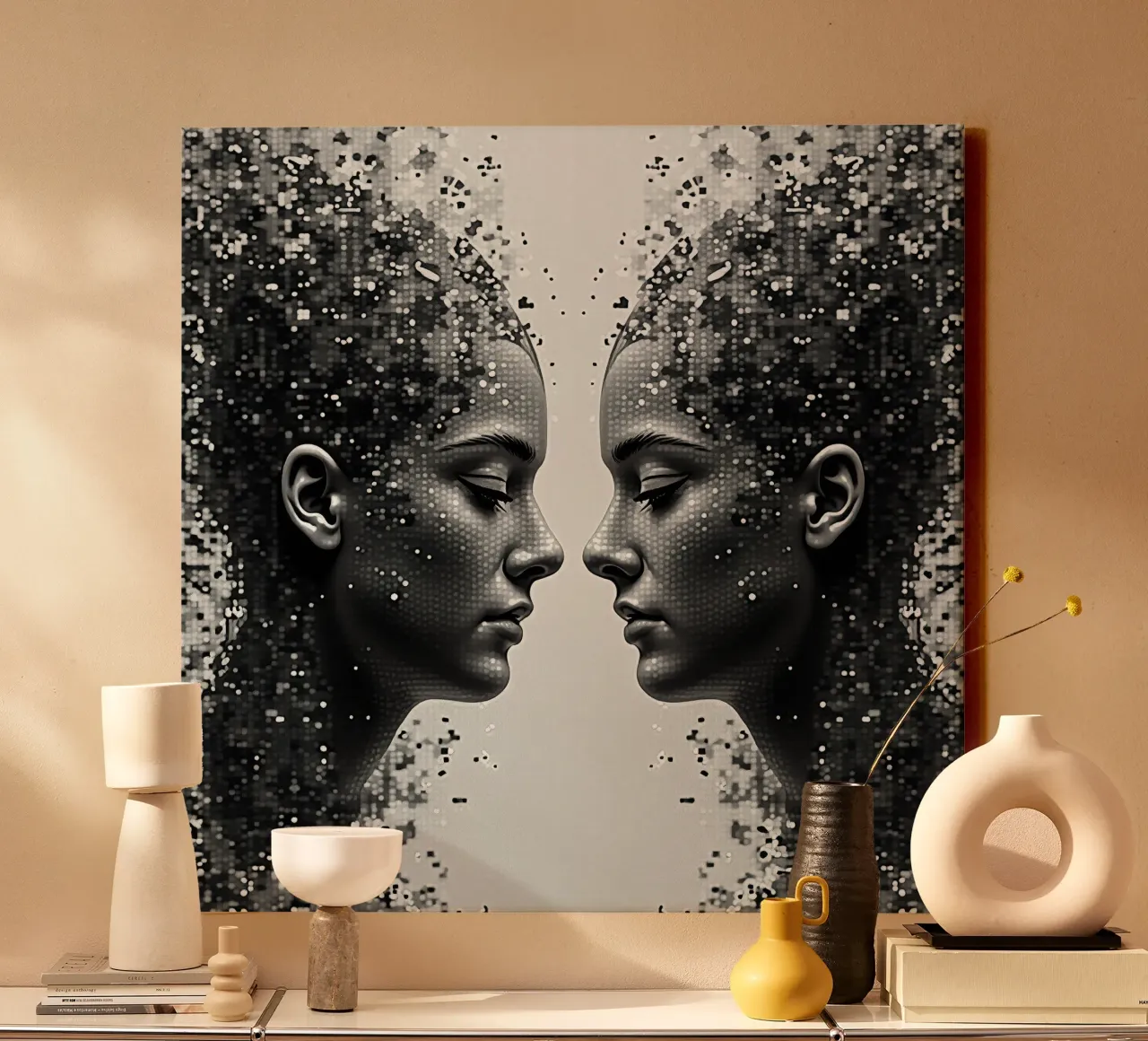 Mirror_image_grey_8 canvas by AI-Portraits by LK