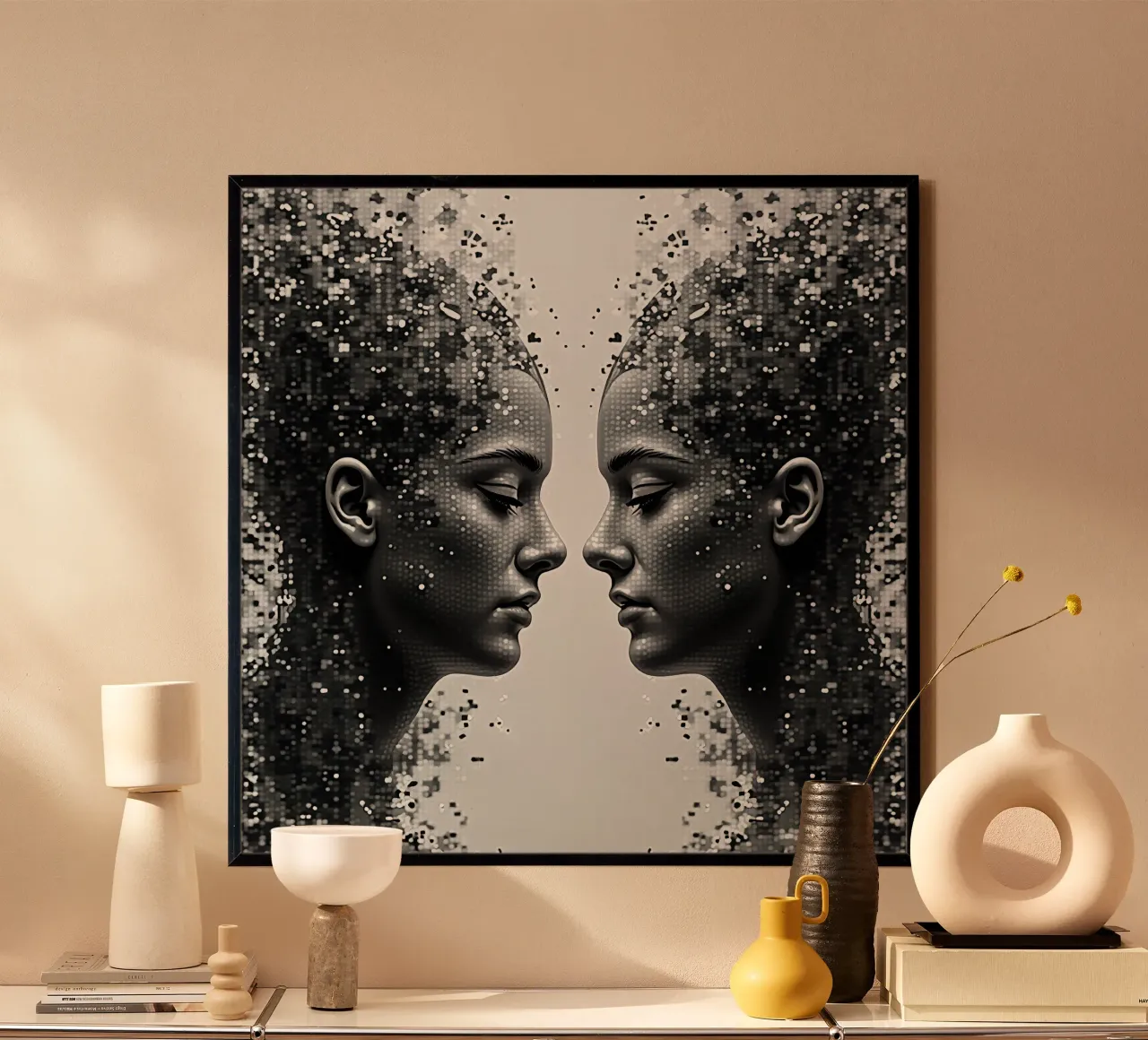 Immagine_specchio_grigio_8 poster con telaio in alluminio da AI-Portraits by LK