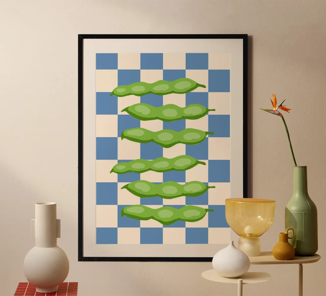 Vergessene Früchtchen – Grüne Ackerbohnen poster con telaio in legno da Grünkraftwerk