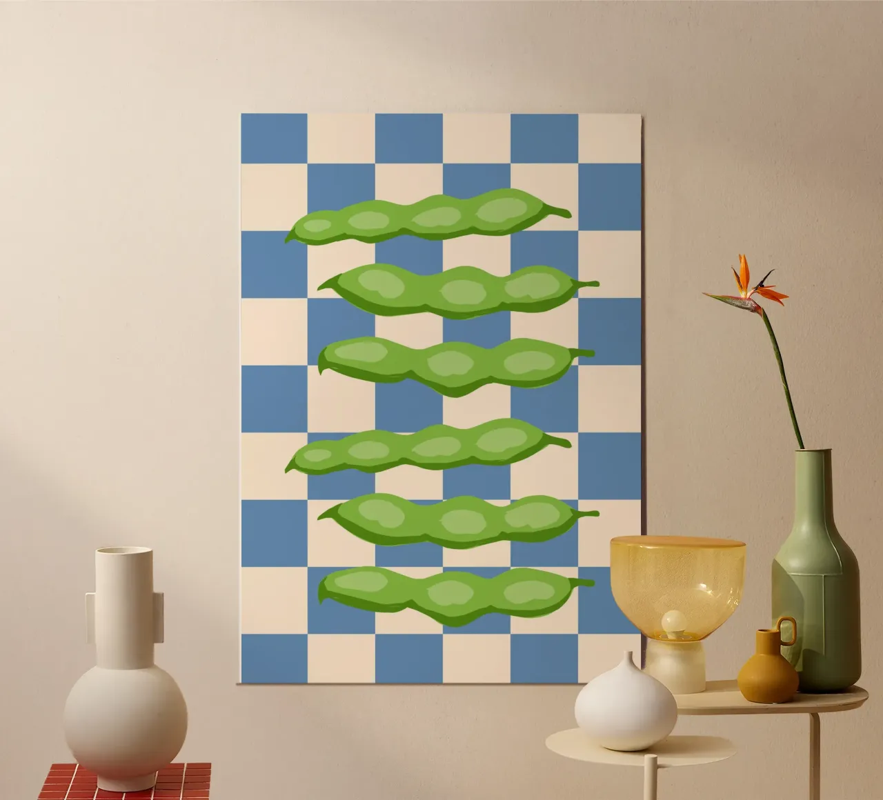 Vergessene Früchtchen – Grüne Ackerbohnen poster con telaio in legno da Grünkraftwerk