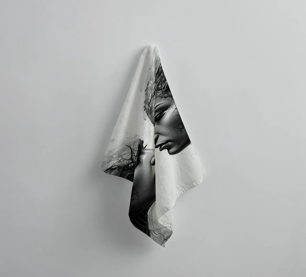 Mirror_image_grey_9 towel by AI-Portraits by LK