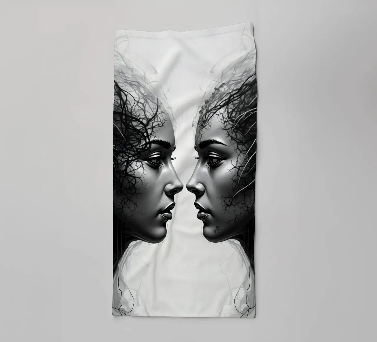 Mirror_image_grey_9 towel by AI-Portraits by LK