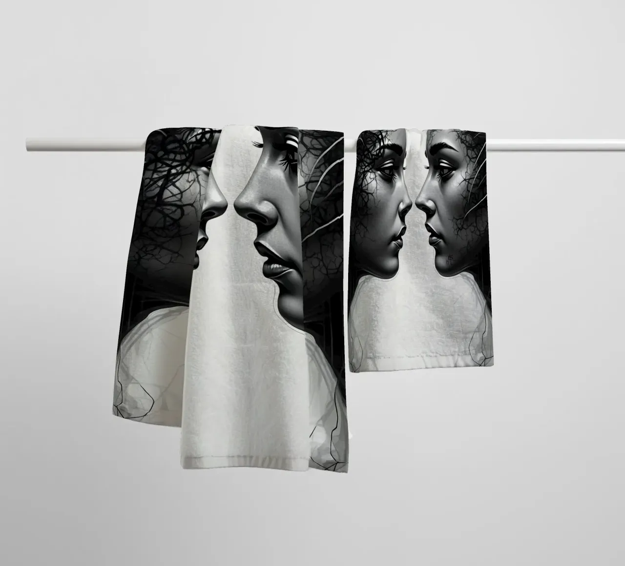 Mirror_image_grey_9 towel by AI-Portraits by LK
