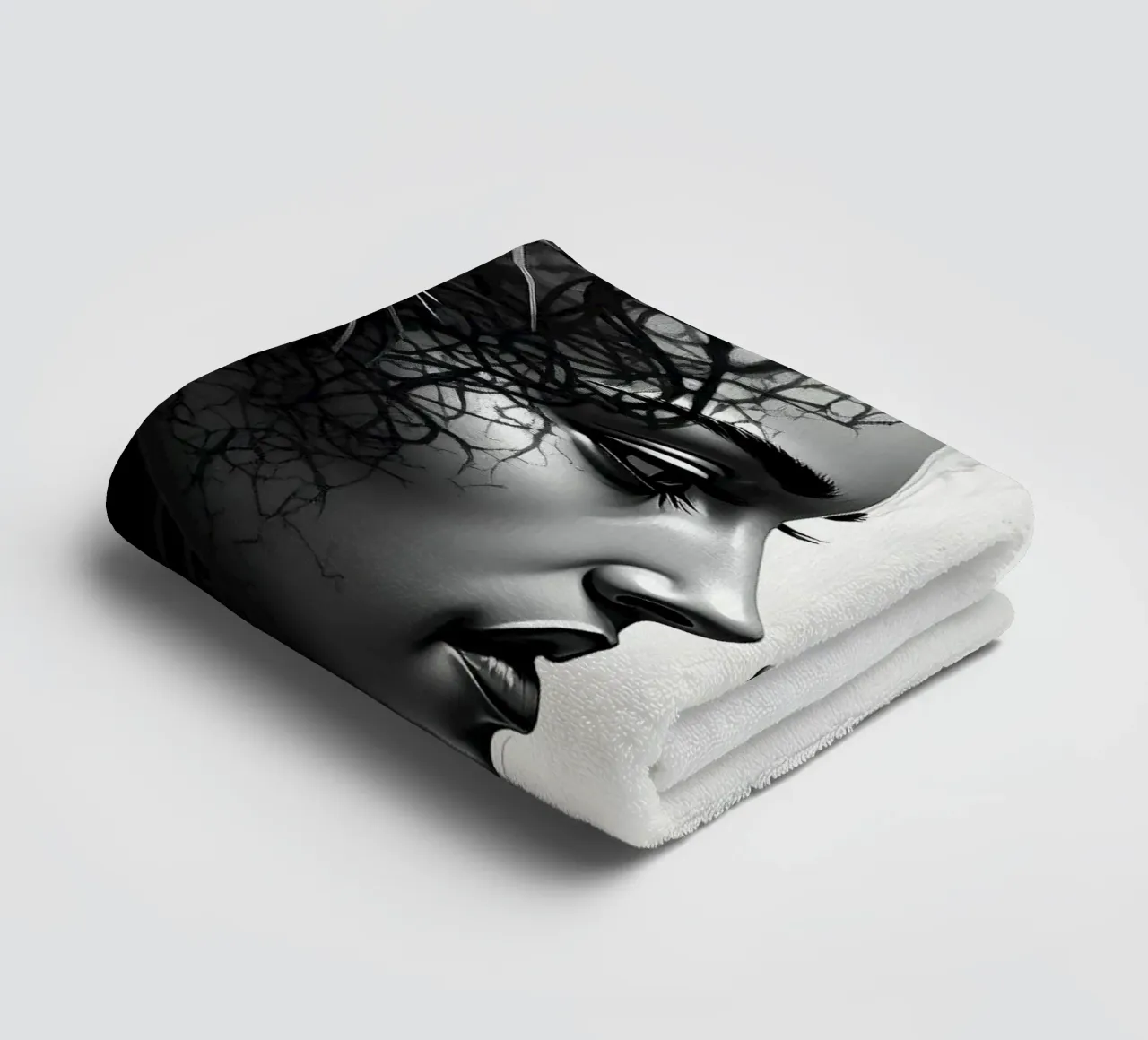 Mirror_image_grey_9 towel by AI-Portraits by LK
