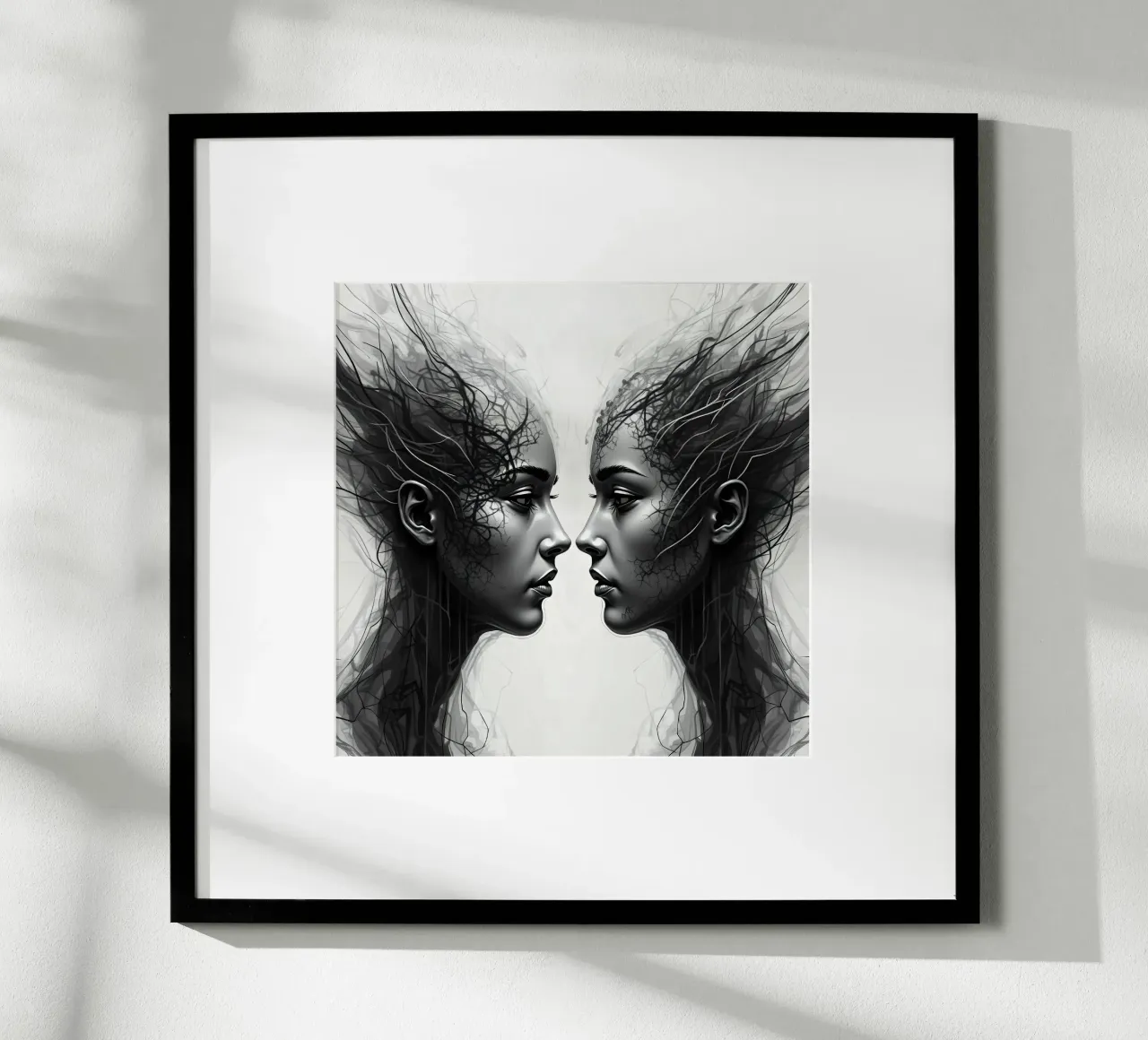 Immagine_specchio_grigio_9 poster con telaio in legno da AI-Portraits by LK