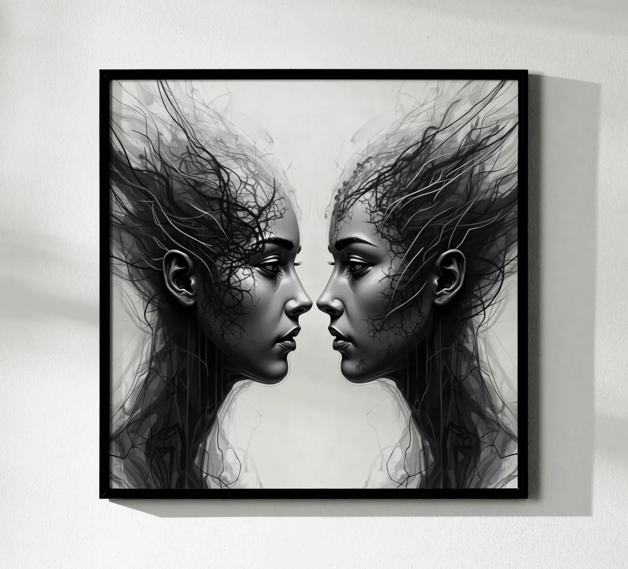 Immagine_specchio_grigio_9 poster con telaio in legno da AI-Portraits by LK