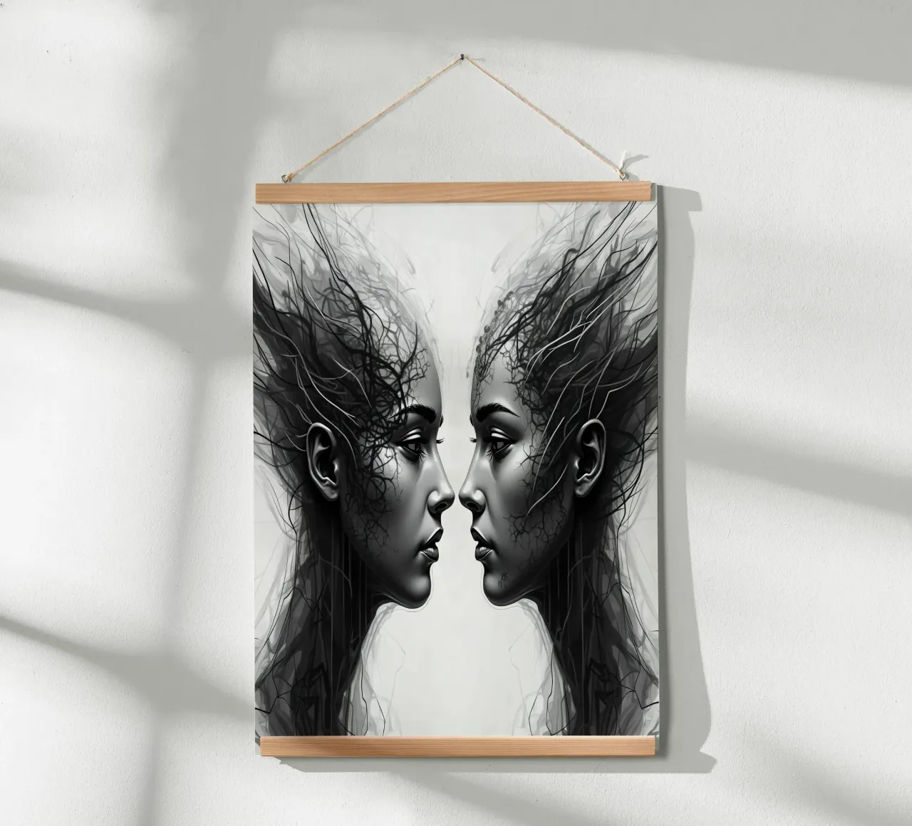 Immagine_specchio_grigio_9 poster con telaio in legno da AI-Portraits by LK