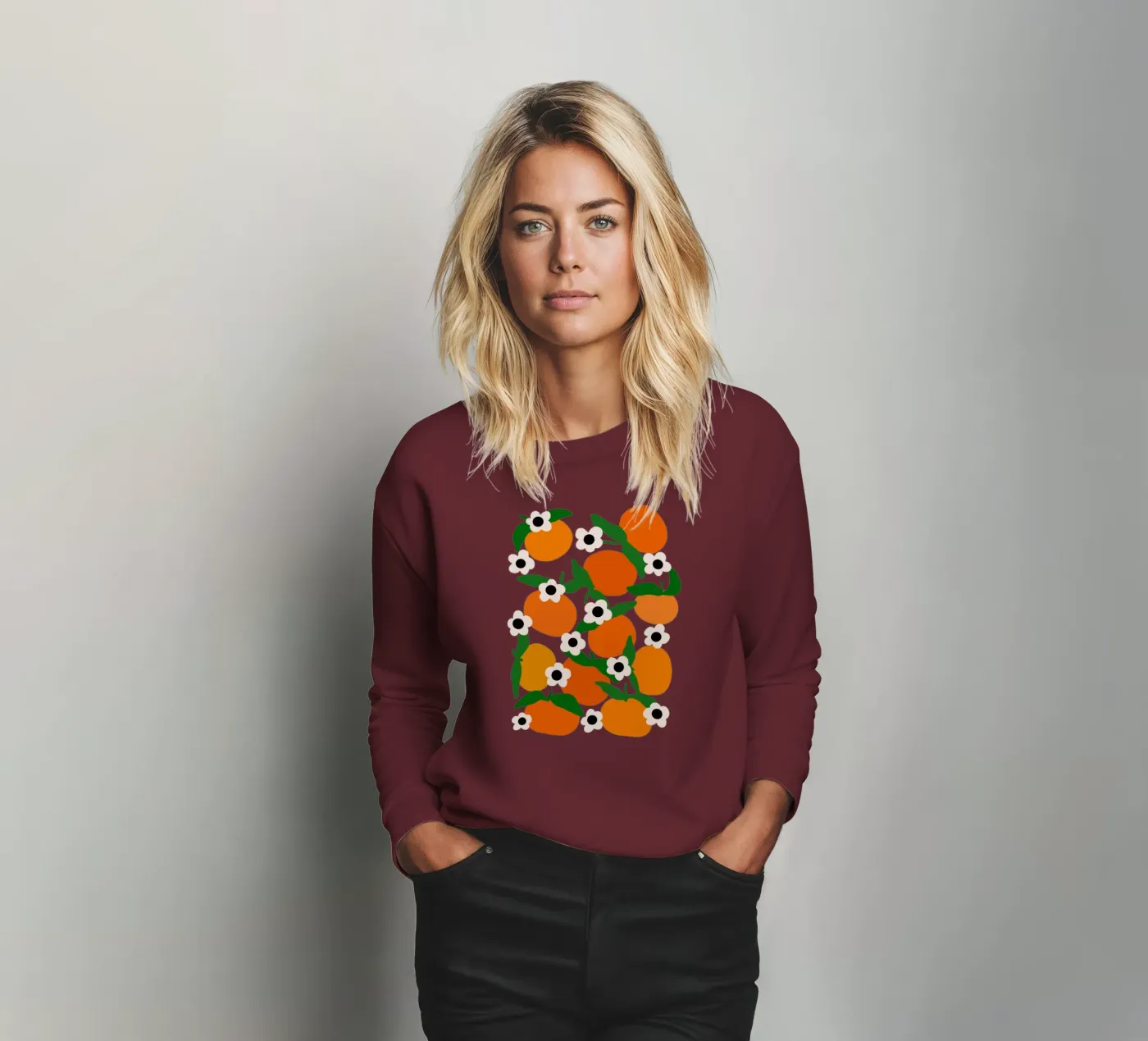 Blooming tangerines sweatshirt by TijanaArtStudio88