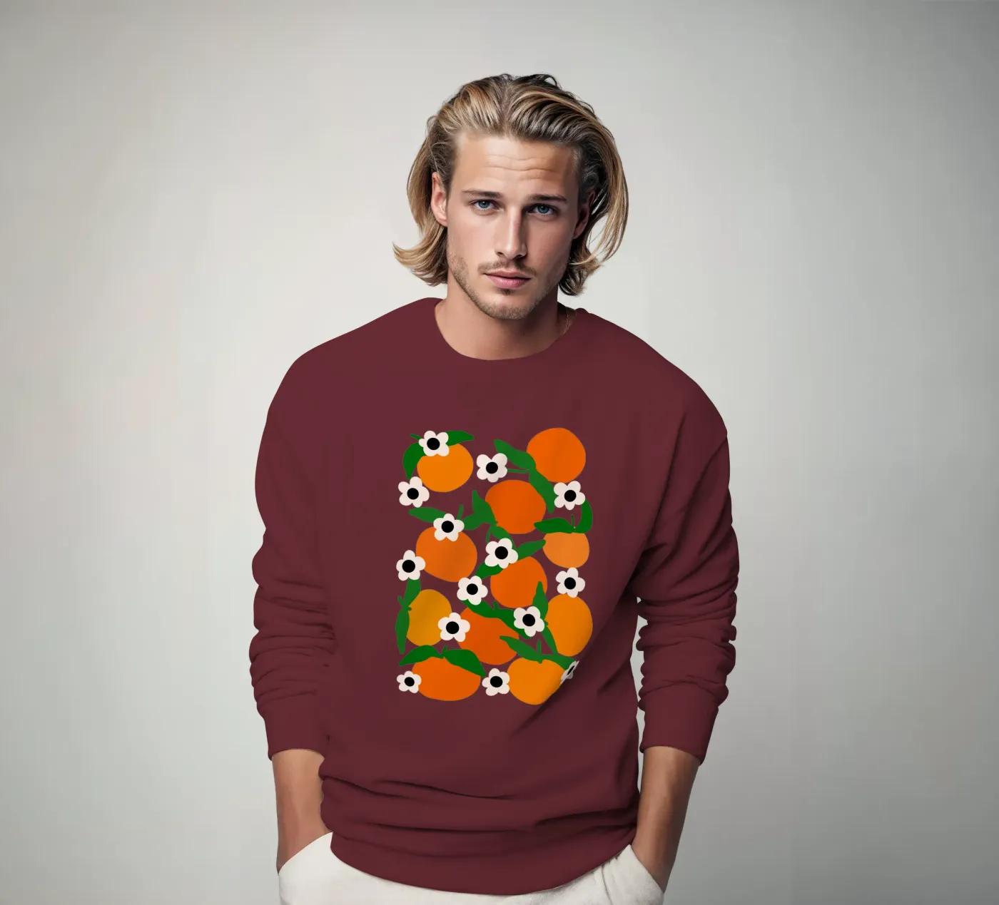 Blooming tangerines sweatshirt by TijanaArtStudio88