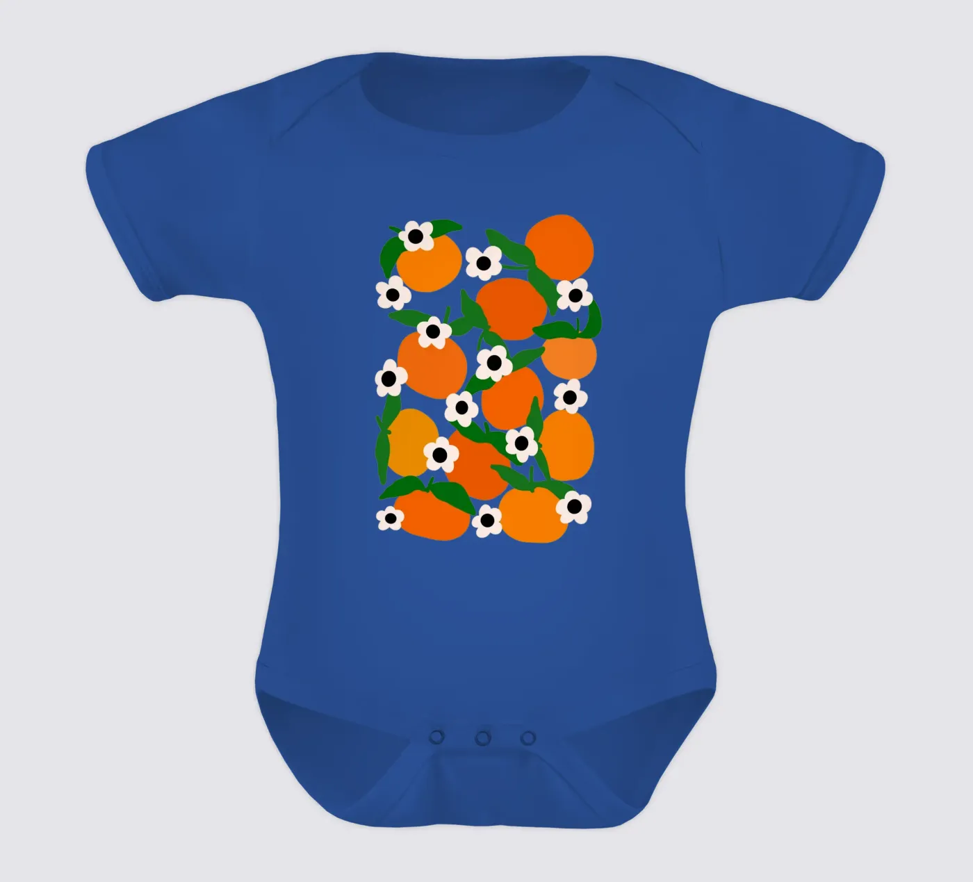 Blooming tangerines short-sleeve baby romper by TijanaArtStudio88