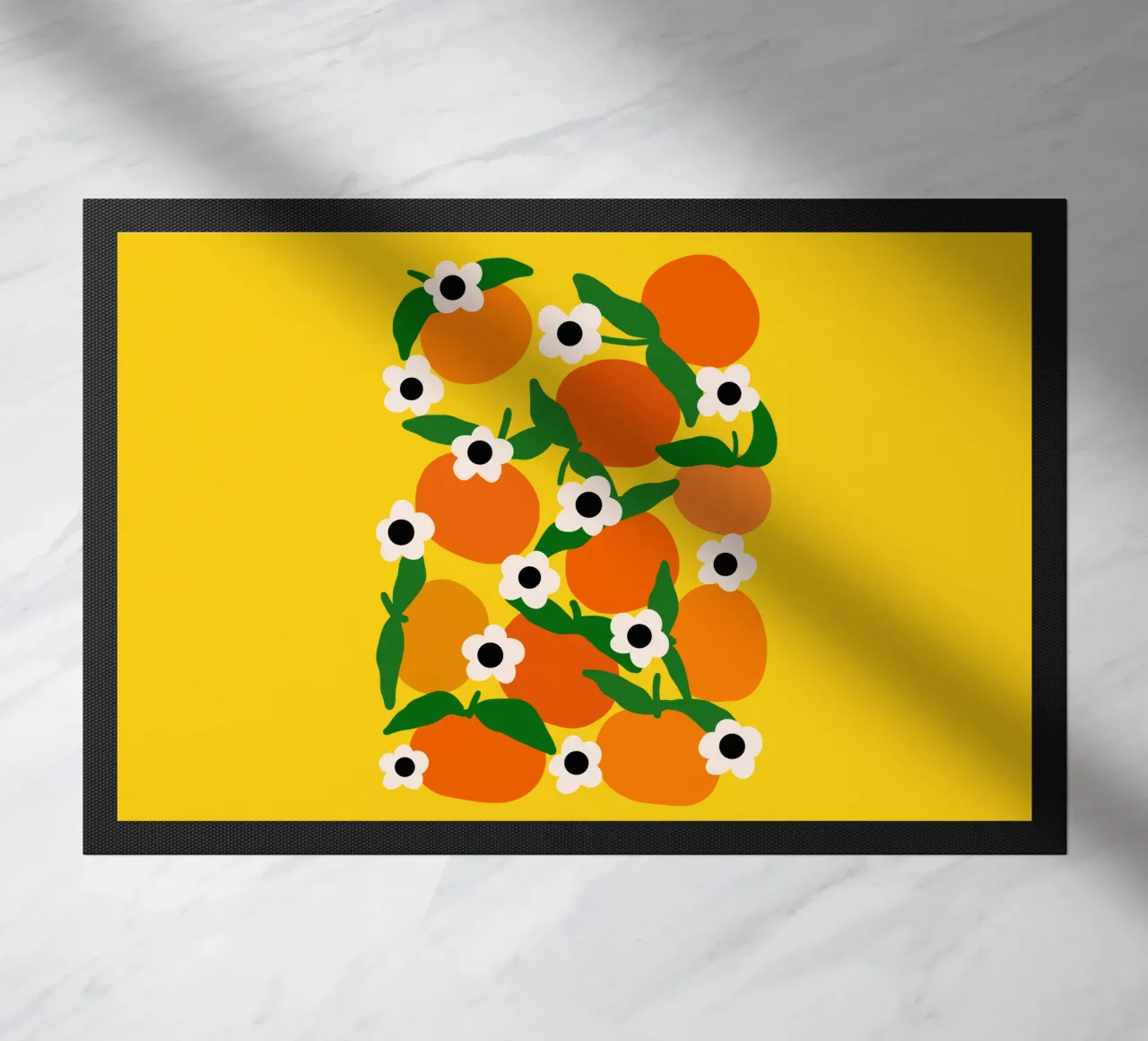 Blooming tangerines doormat by TijanaArtStudio88
