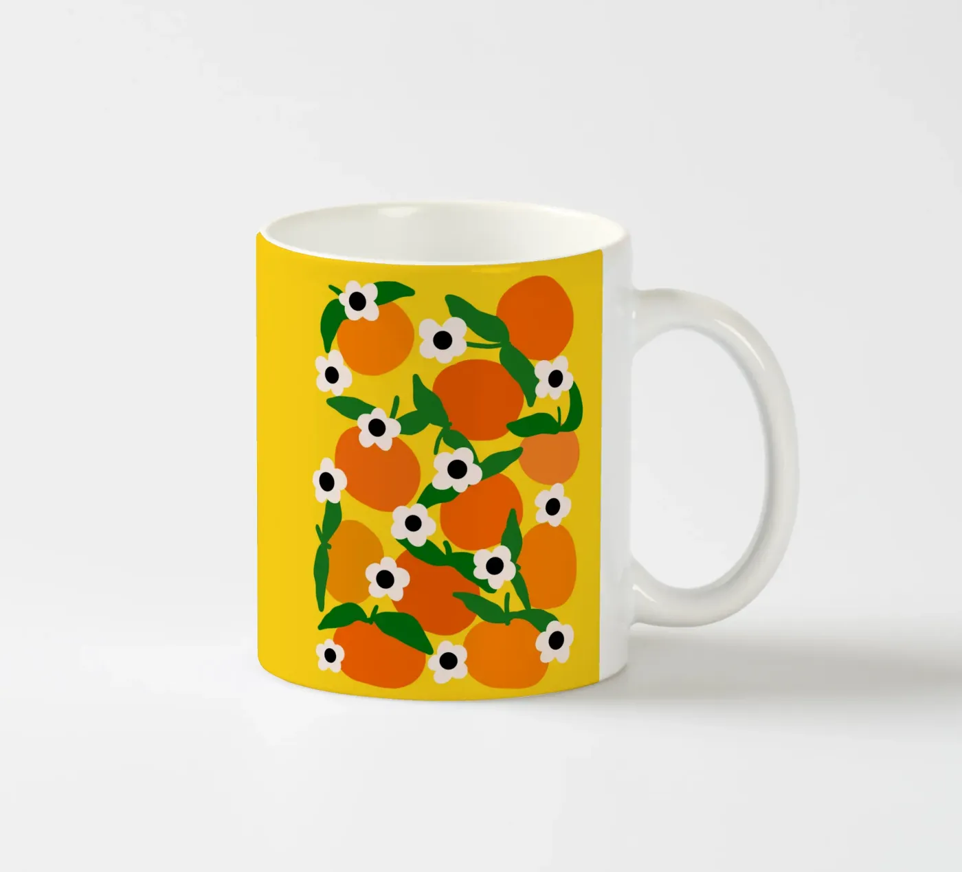 Blooming tangerines ceramic mug by TijanaArtStudio88