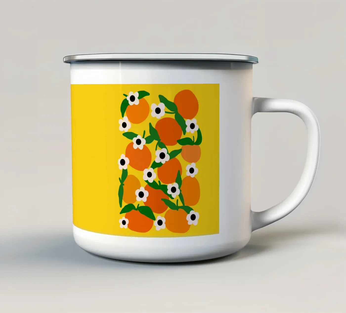 Blooming tangerines emaille mok van TijanaArtStudio88