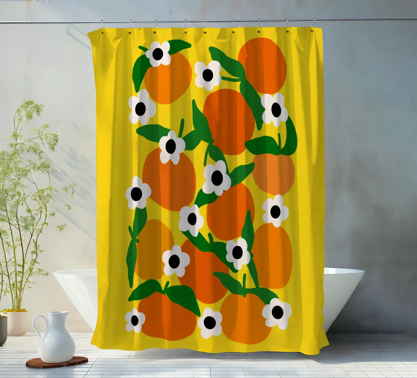 Blooming tangerines Duschvorhang von TijanaArtStudio88