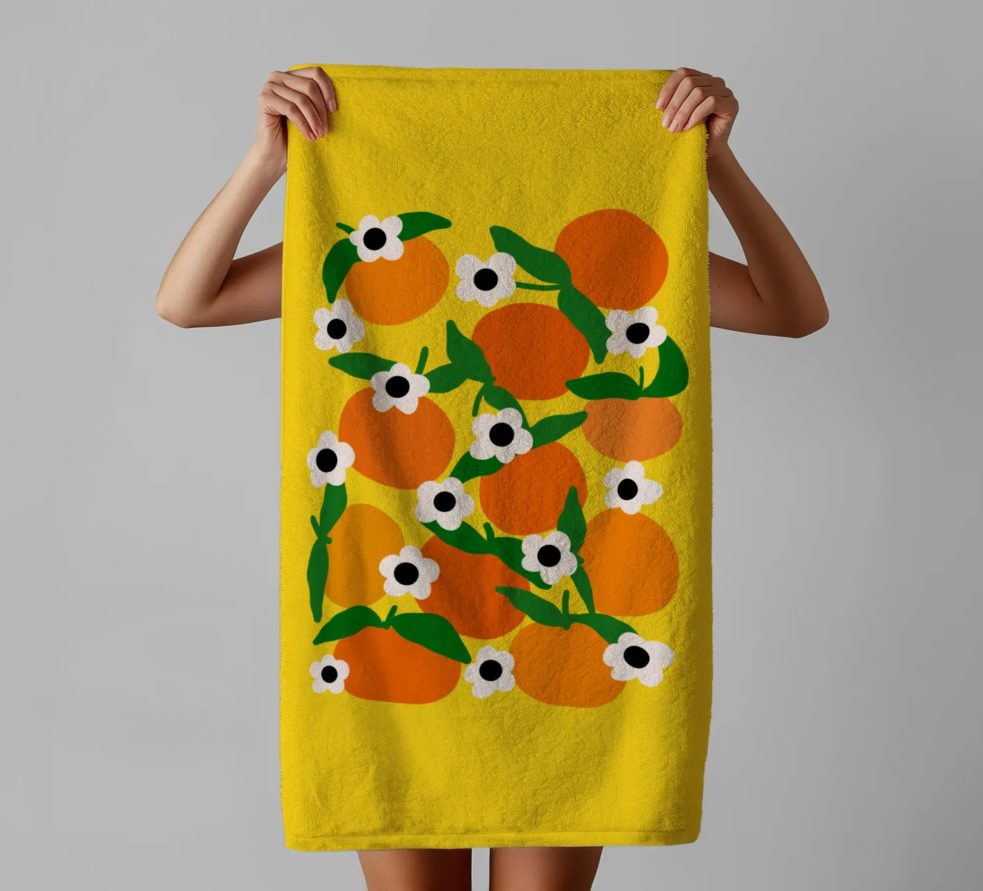 Blooming tangerines Handtuch von TijanaArtStudio88