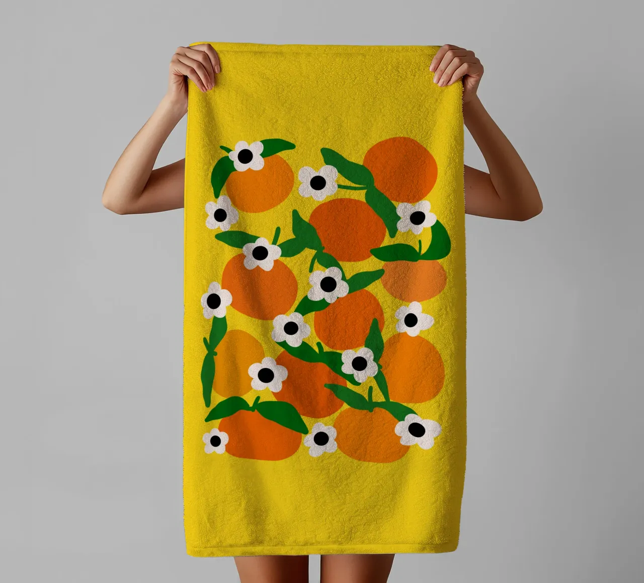 Blooming tangerines badhanddoek van TijanaArtStudio88