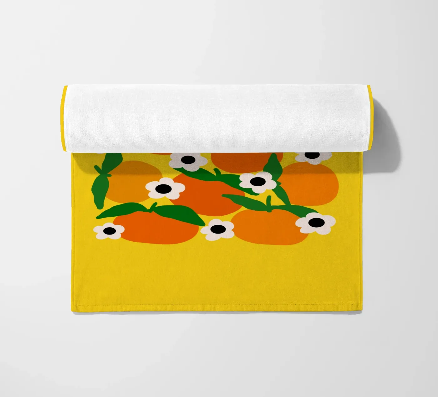 Blooming tangerines beach towel by TijanaArtStudio88